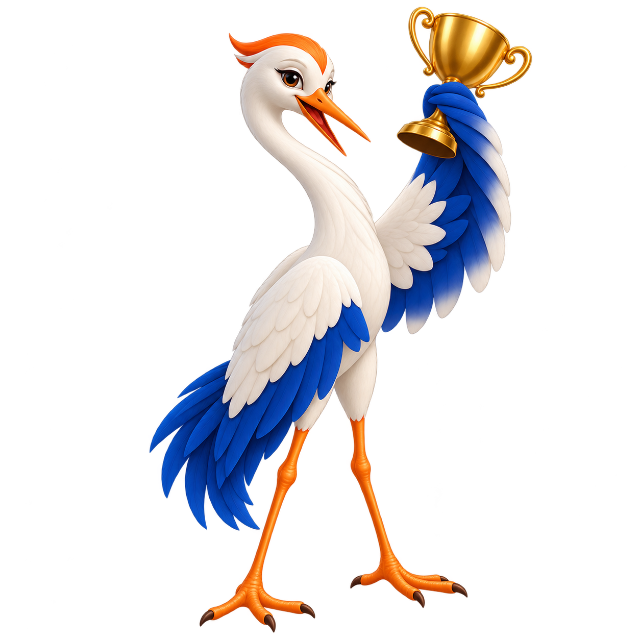 AfterLeads crane holding up a trophy for work won